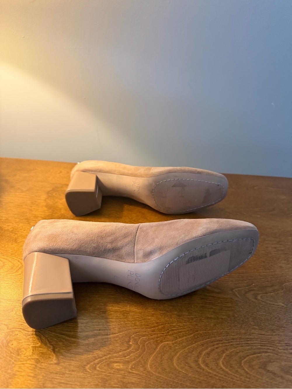 Donald Pliner Taupe Suede Block Heel Pumps Size 8 | 2” Heel | Classic Comfort - Picture 6 of 6